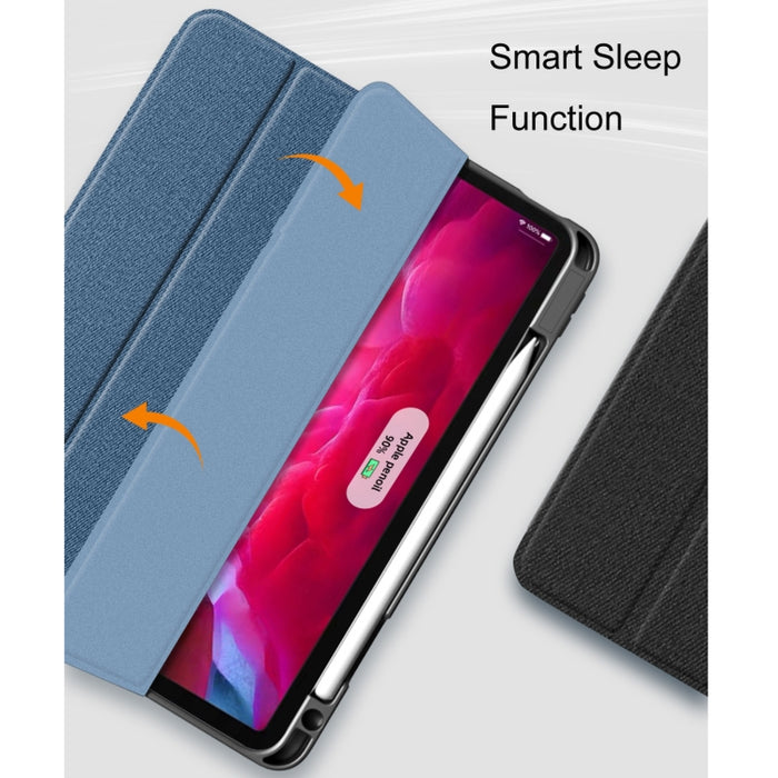 Mutural YASHI Serie TPU + PU Patrón de tela Textura Funda de cuero con tapa horizontal con tres soportes plegables y ranura para bolígrafo y función de activación / suspensión