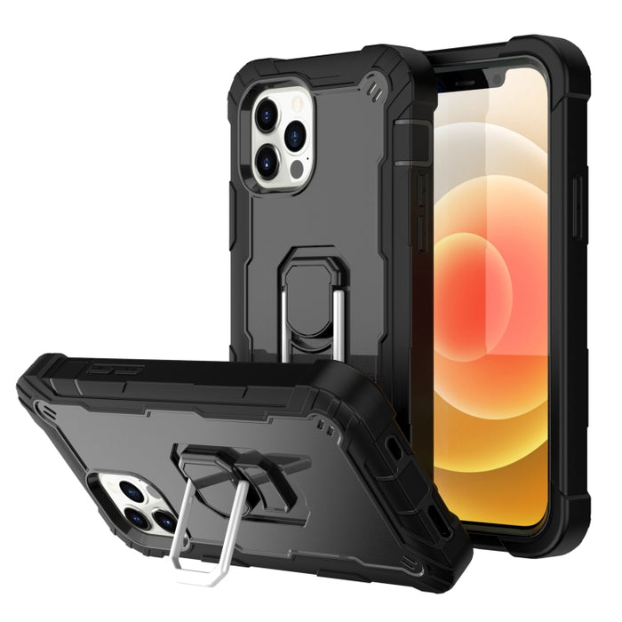 Funda protectora a prueba de golpes de PC + goma de 3 capas con soporte giratorio, For iPhone 12 Mini, For iPhone 12 / 12 Pro, For iPhone 12 Pro Max