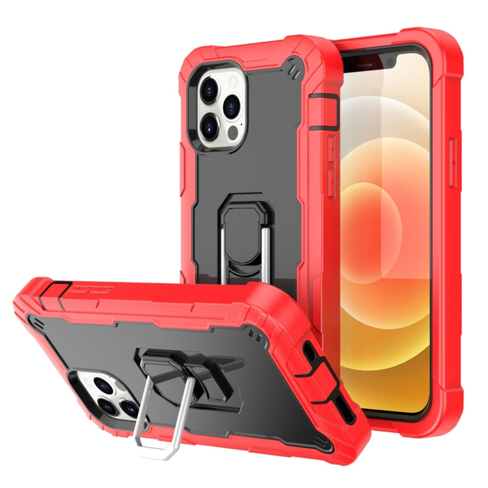 Funda protectora a prueba de golpes de PC + goma de 3 capas con soporte giratorio, For iPhone 12 Mini, For iPhone 12 / 12 Pro, For iPhone 12 Pro Max
