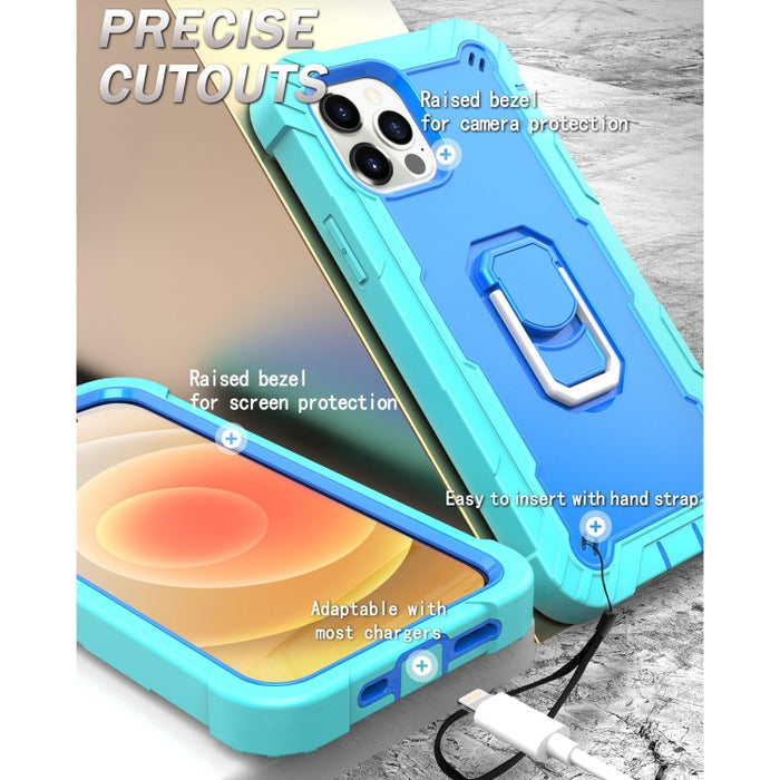 Funda protectora a prueba de golpes de PC + goma de 3 capas con soporte giratorio, For iPhone 12 Mini, For iPhone 12 / 12 Pro, For iPhone 12 Pro Max