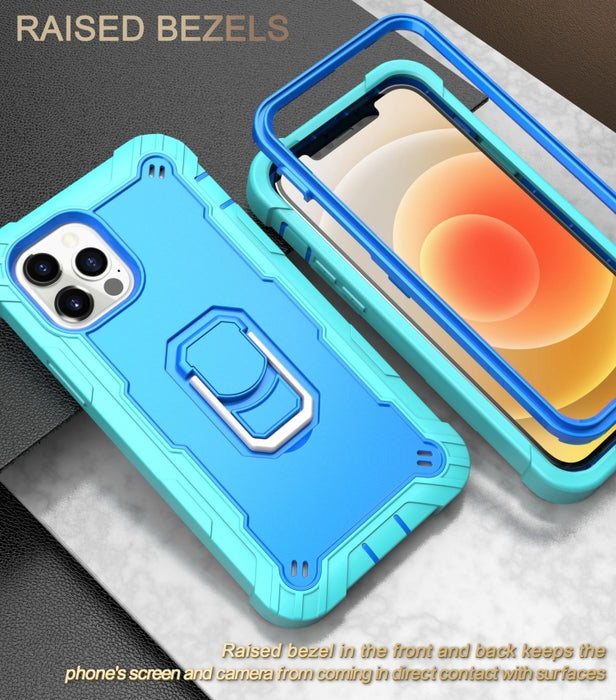 Funda protectora a prueba de golpes de PC + goma de 3 capas con soporte giratorio, For iPhone 12 Mini, For iPhone 12 / 12 Pro, For iPhone 12 Pro Max