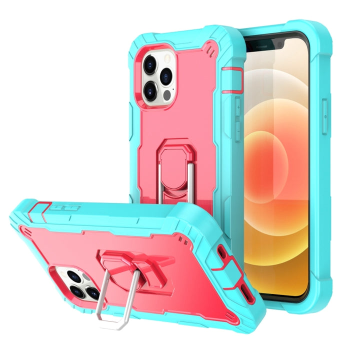 Funda protectora a prueba de golpes de PC + goma de 3 capas con soporte giratorio, For iPhone 12 Mini, For iPhone 12 / 12 Pro, For iPhone 12 Pro Max