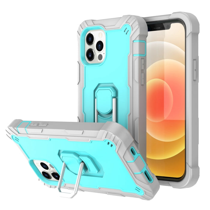 Funda protectora a prueba de golpes de PC + goma de 3 capas con soporte giratorio, For iPhone 12 Mini, For iPhone 12 / 12 Pro, For iPhone 12 Pro Max