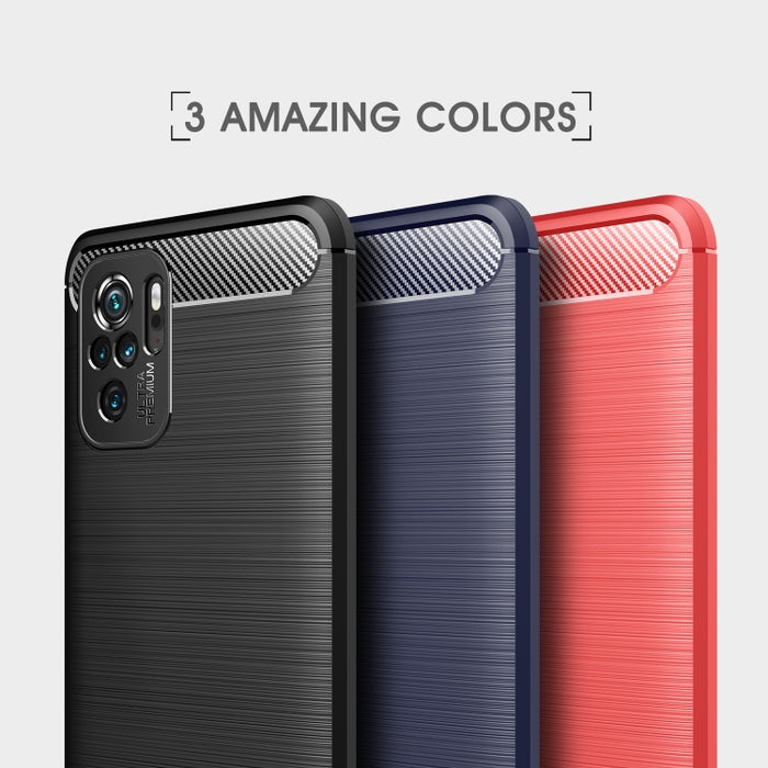 Estuche de TPU de fibra de carbono con textura cepillada, For Xiaomi Redmi Note 10 4G