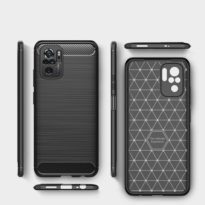 Estuche de TPU de fibra de carbono con textura cepillada, For Xiaomi Redmi Note 10 4G