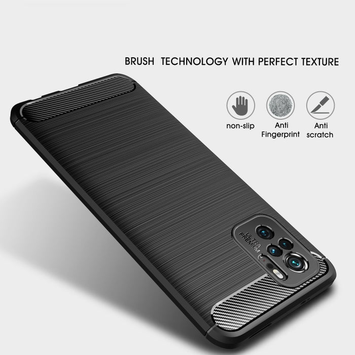 Estuche de TPU de fibra de carbono con textura cepillada, For Xiaomi Redmi Note 10 4G