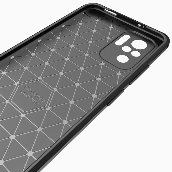 Estuche de TPU de fibra de carbono con textura cepillada, For Xiaomi Redmi Note 10 4G