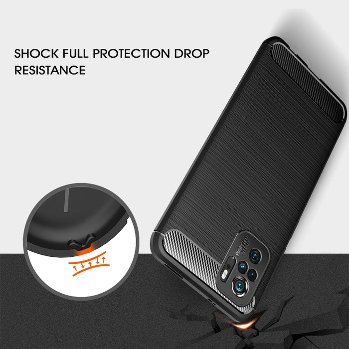 Estuche de TPU de fibra de carbono con textura cepillada, For Xiaomi Redmi Note 10 4G