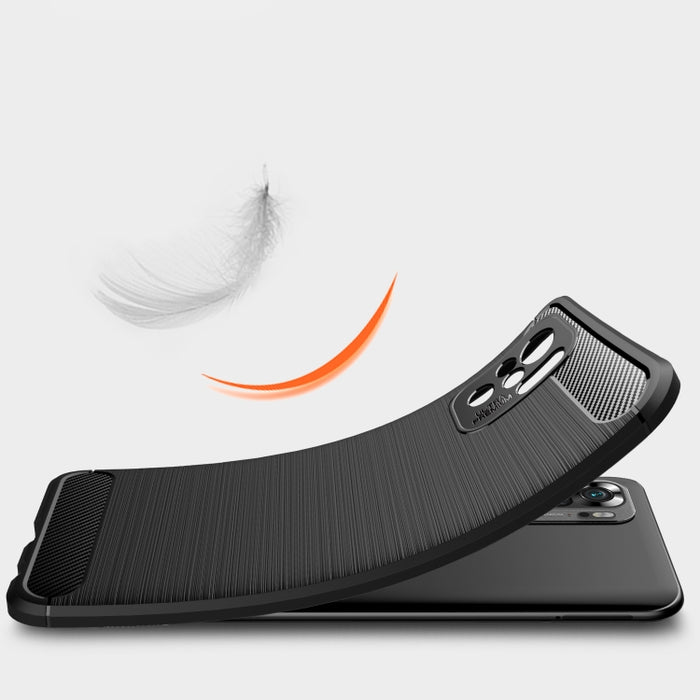 Estuche de TPU de fibra de carbono con textura cepillada, For Xiaomi Redmi Note 10 4G