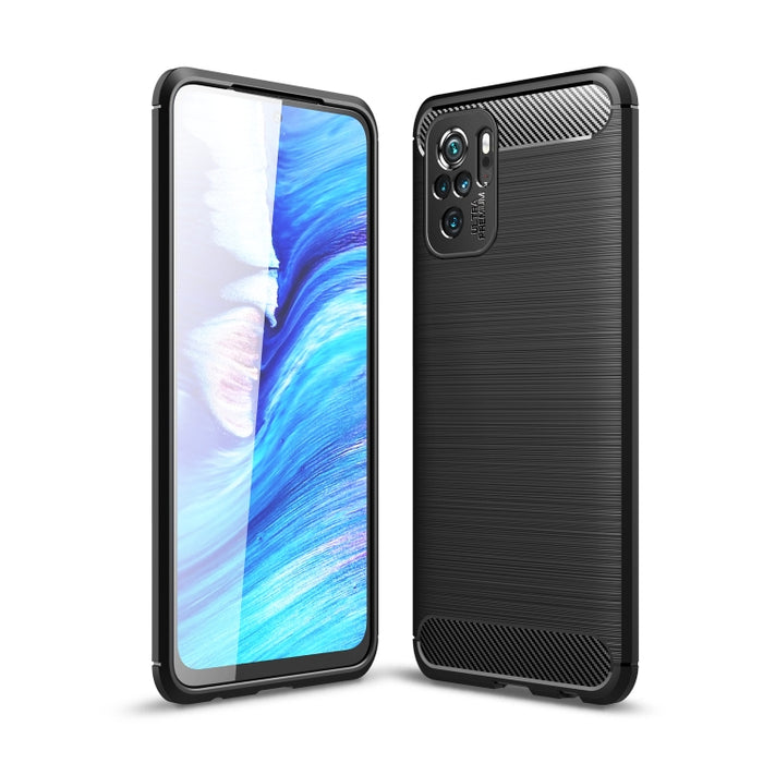 Estuche de TPU de fibra de carbono con textura cepillada, For Xiaomi Redmi Note 10 4G