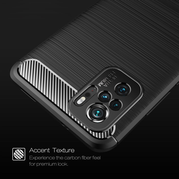 Estuche de TPU de fibra de carbono con textura cepillada, For Xiaomi Redmi Note 10 4G