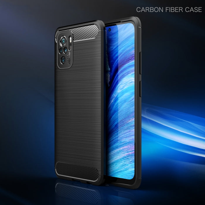 Estuche de TPU de fibra de carbono con textura cepillada, For Xiaomi Redmi Note 10 4G