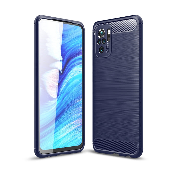 Estuche de TPU de fibra de carbono con textura cepillada, For Xiaomi Redmi Note 10 4G