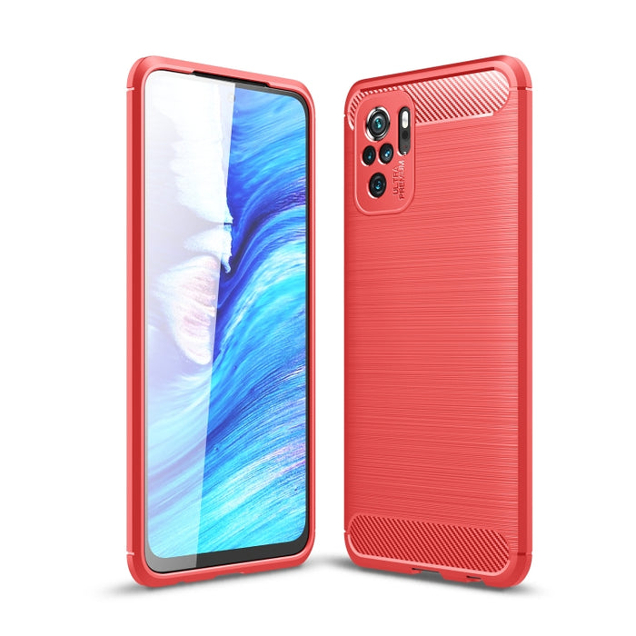 Estuche de TPU de fibra de carbono con textura cepillada, For Xiaomi Redmi Note 10 4G