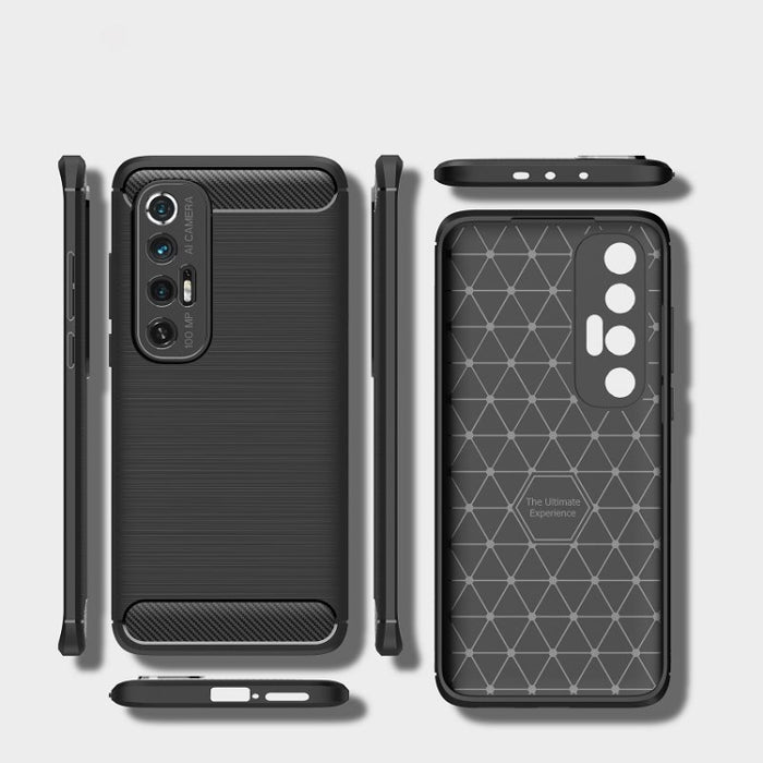 Estuche de TPU de fibra de carbono con textura cepillada, For Xiaomi Mi 10S