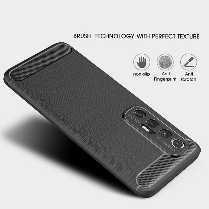 Estuche de TPU de fibra de carbono con textura cepillada, For Xiaomi Mi 10S
