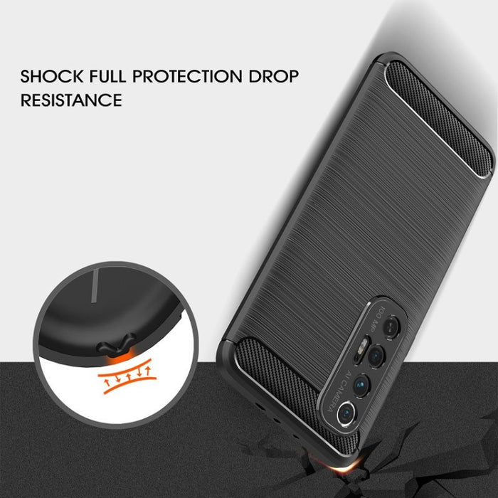 Estuche de TPU de fibra de carbono con textura cepillada, For Xiaomi Mi 10S
