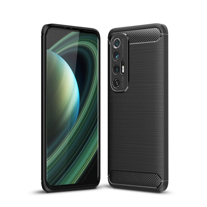Estuche de TPU de fibra de carbono con textura cepillada, For Xiaomi Mi 10S