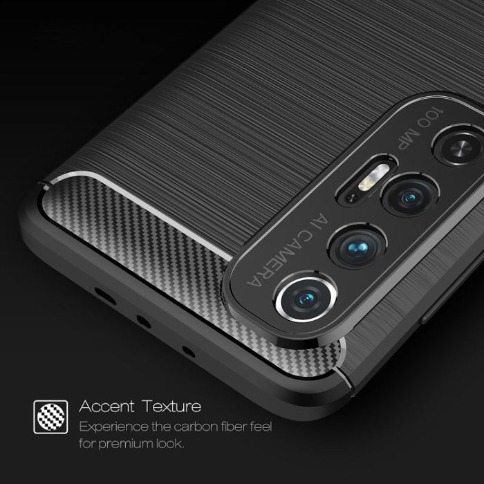 Estuche de TPU de fibra de carbono con textura cepillada, For Xiaomi Mi 10S