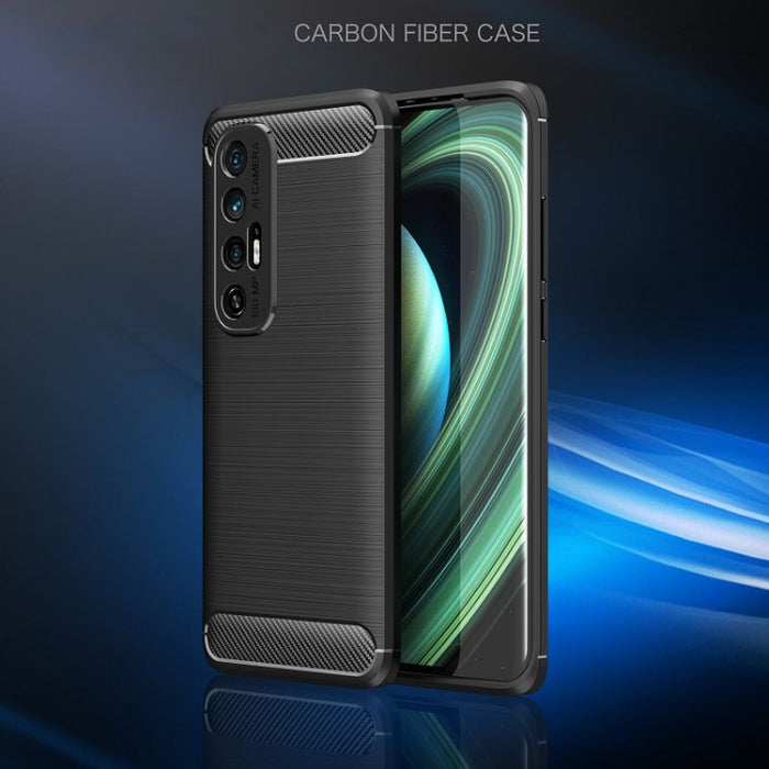 Estuche de TPU de fibra de carbono con textura cepillada, For Xiaomi Mi 10S