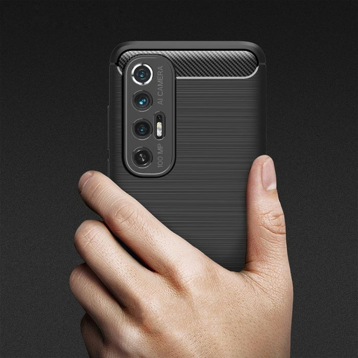 Estuche de TPU de fibra de carbono con textura cepillada, For Xiaomi Mi 10S
