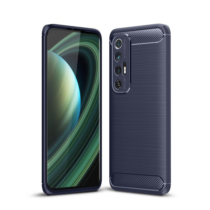 Estuche de TPU de fibra de carbono con textura cepillada, For Xiaomi Mi 10S