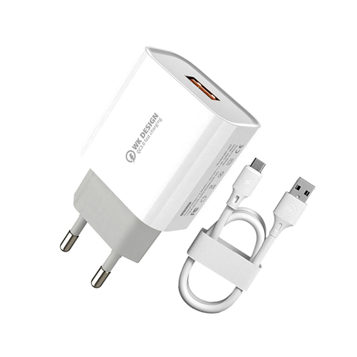 WK WP-U57 Max 18W Maxspeed QC3.0 Cargador rápido + USB a cable de datos micro USB