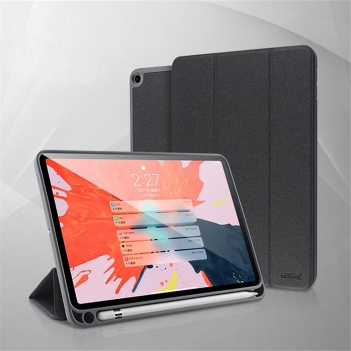 Para iPad 10.2 Litchi Texture Funda de cuero con tapa horizontal con tres soportes plegables y ranura para bolígrafo
