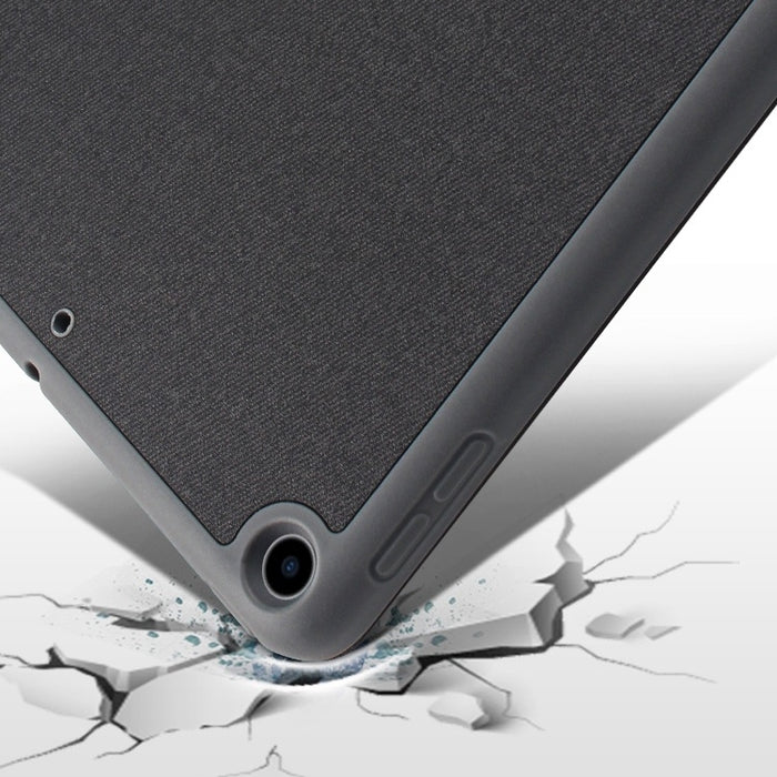 Para iPad 10.2 Litchi Texture Funda de cuero con tapa horizontal con tres soportes plegables y ranura para bolígrafo