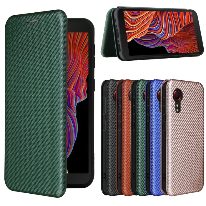 Textura de fibra de carbono Flip horizontal magnético TPU + PC + Funda de cuero PU con ranura para tarjeta, For Samsung Galaxy Xcover 5, For Xiaomi Mi 10S