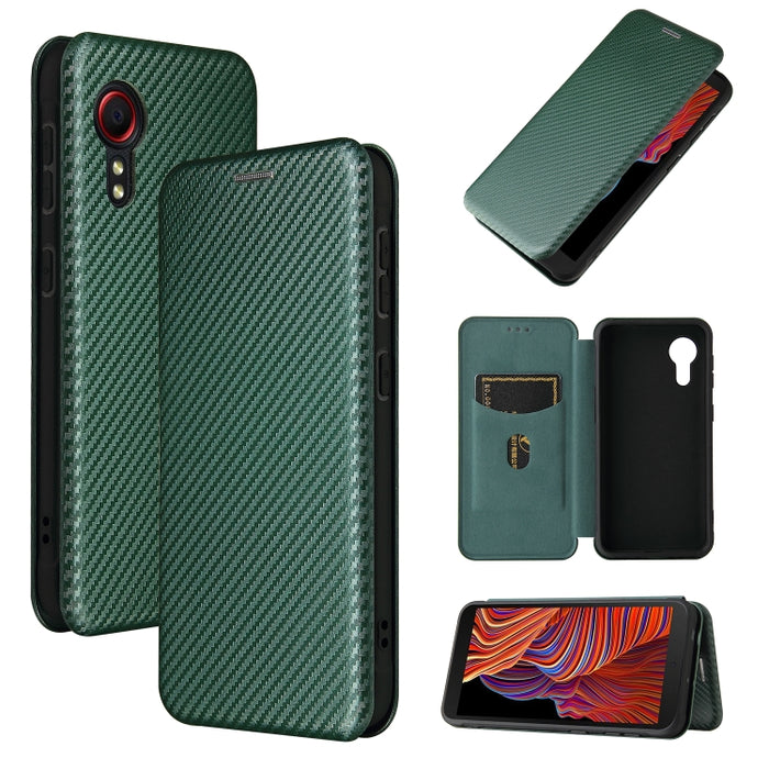 Textura de fibra de carbono Flip horizontal magnético TPU + PC + Funda de cuero PU con ranura para tarjeta, For Samsung Galaxy Xcover 5, For Xiaomi Mi 10S