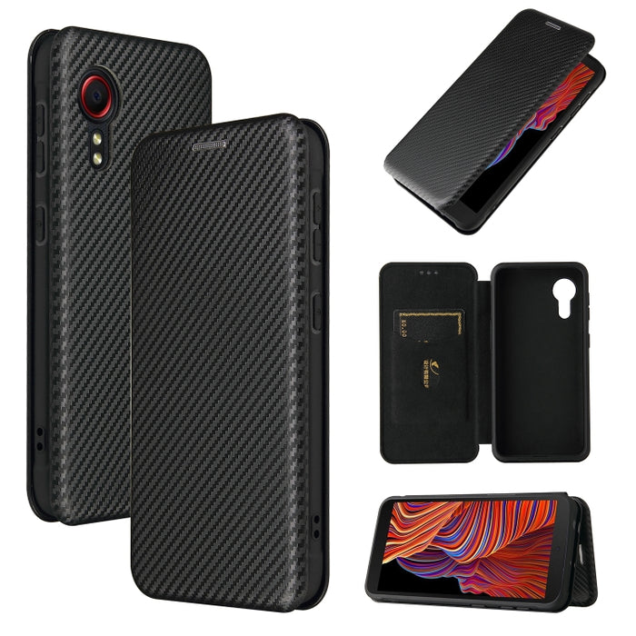 Textura de fibra de carbono Flip horizontal magnético TPU + PC + Funda de cuero PU con ranura para tarjeta, For Samsung Galaxy Xcover 5, For Xiaomi Mi 10S