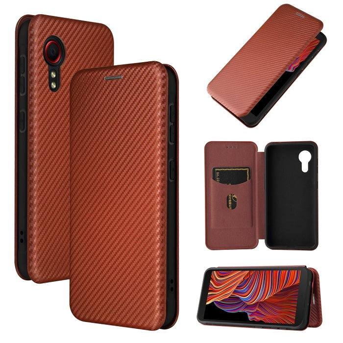 Textura de fibra de carbono Flip horizontal magnético TPU + PC + Funda de cuero PU con ranura para tarjeta, For Samsung Galaxy Xcover 5, For Xiaomi Mi 10S