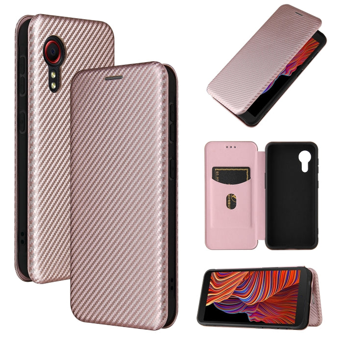 Textura de fibra de carbono Flip horizontal magnético TPU + PC + Funda de cuero PU con ranura para tarjeta, For Samsung Galaxy Xcover 5, For Xiaomi Mi 10S