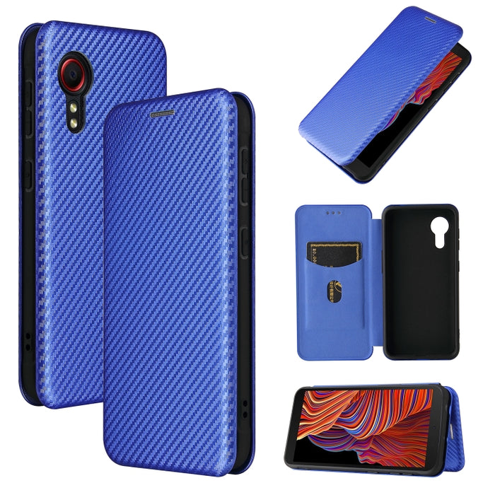 Textura de fibra de carbono Flip horizontal magnético TPU + PC + Funda de cuero PU con ranura para tarjeta, For Samsung Galaxy Xcover 5, For Xiaomi Mi 10S