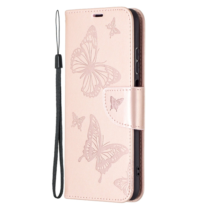 Estuche de cuero con tapa horizontal con estampado de dos mariposas con soporte, ranura para tarjeta, billetera y cordón, For Xiaomi Redmi Note 10 4G, For Nokia 5.4