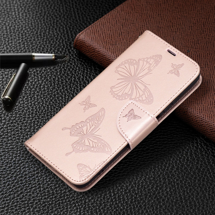 Estuche de cuero con tapa horizontal con estampado de dos mariposas con soporte, ranura para tarjeta, billetera y cordón, For Xiaomi Redmi Note 10 4G, For Nokia 5.4