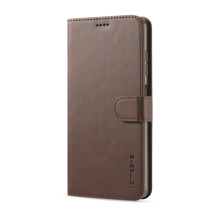 LC.IMEEKE Estuche de cuero con tapa horizontal con textura de becerro con soporte y ranuras para tarjetas y billetera, For Xiaomi Poco X3 NFC