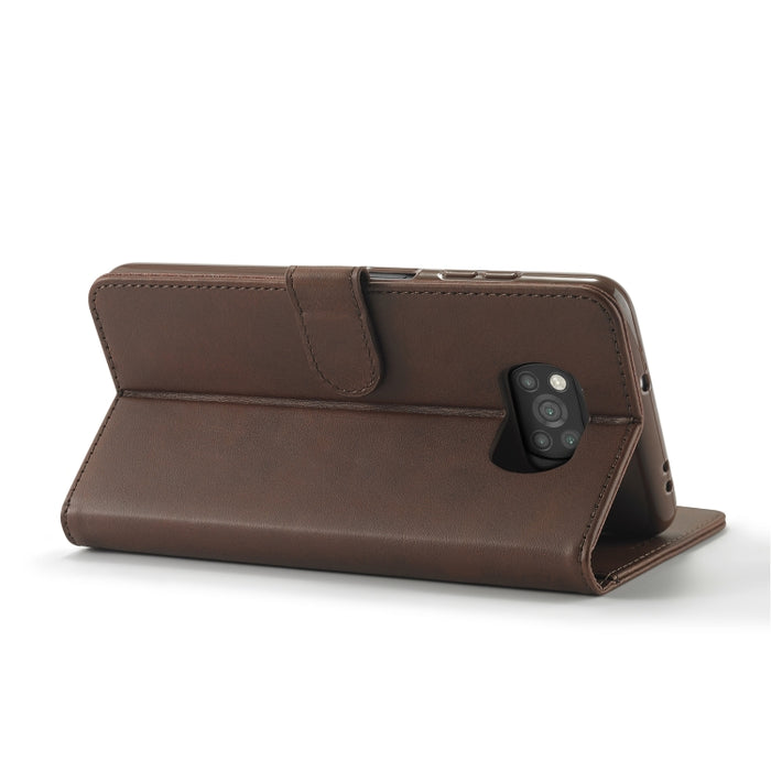 LC.IMEEKE Estuche de cuero con tapa horizontal con textura de becerro con soporte y ranuras para tarjetas y billetera, For Xiaomi Poco X3 NFC