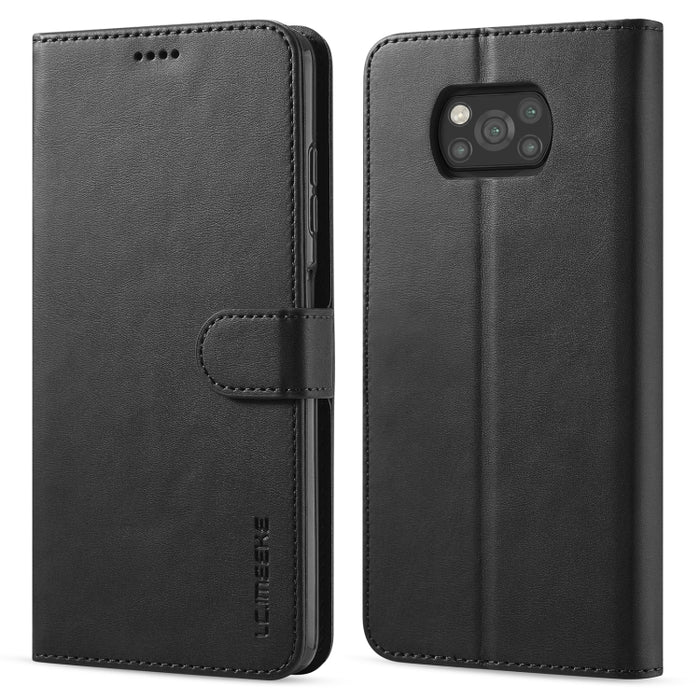 LC.IMEEKE Estuche de cuero con tapa horizontal con textura de becerro con soporte y ranuras para tarjetas y billetera, For Xiaomi Poco X3 NFC