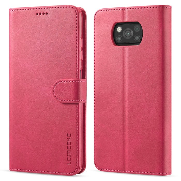 LC.IMEEKE Estuche de cuero con tapa horizontal con textura de becerro con soporte y ranuras para tarjetas y billetera, For Xiaomi Poco X3 NFC