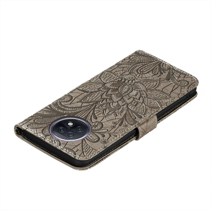 Funda de cuero con tapa horizontal con patrón de estampado de flores de encaje con soporte y ranuras para tarjetas y billetera y marco de fotos, For Xiaomi Redmi Note 9T 5G, For Xiaomi Redmi Note 10 Pro, For Xiaomi Redmi Note 10 4G                     ...