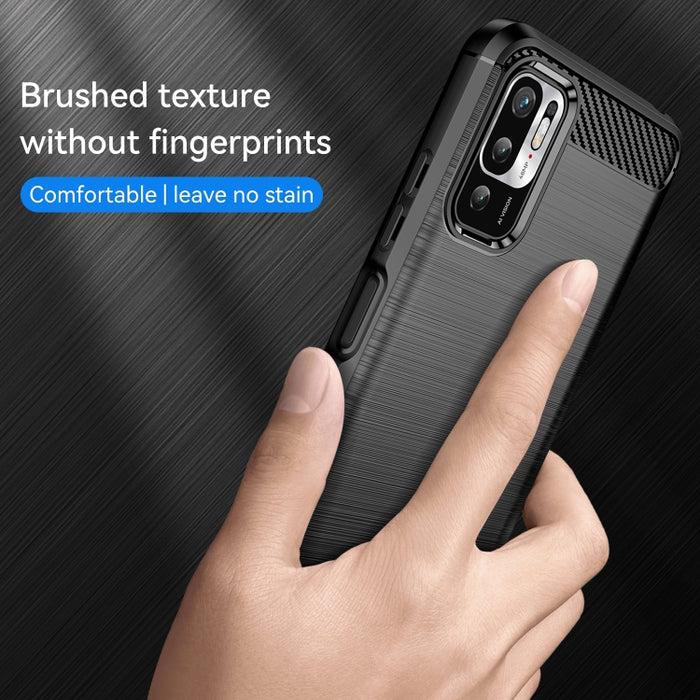 Estuche de TPU de fibra de carbono con textura cepillada, For Xiaomi Redmi Note 10 5G, For Xiaomi Mi 11 Lite