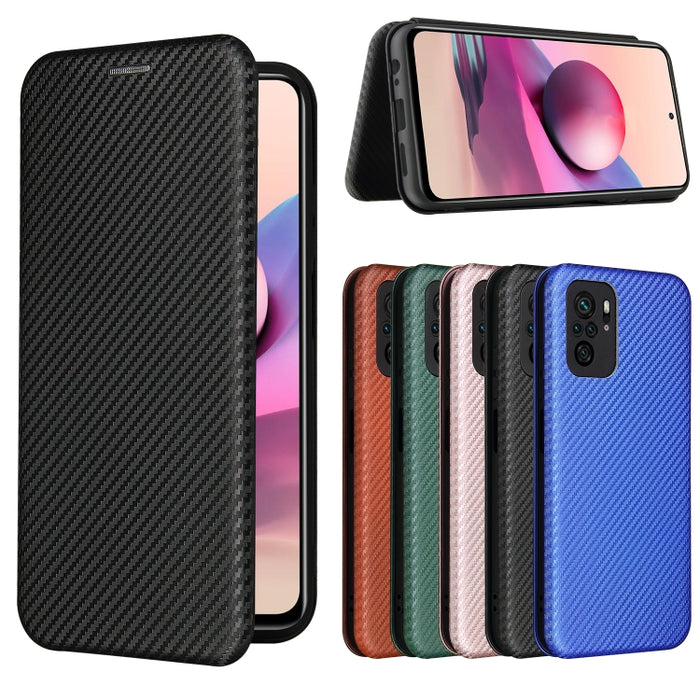 Textura de fibra de carbono Flip horizontal magnético TPU + PC + Funda de cuero PU con ranura para tarjeta, For Xiaomi Redmi Note 10, For Xiaomi Redmi Note 10S, For Xiaomi Redmi Note 10 Pro, For Xiaomi Redmi Note 10 Pro Max, For alcatel 1S (2021)      ...