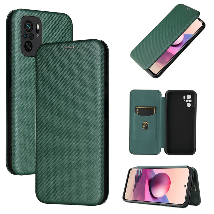 Textura de fibra de carbono Flip horizontal magnético TPU + PC + Funda de cuero PU con ranura para tarjeta, For Xiaomi Redmi Note 10, For Xiaomi Redmi Note 10S, For Xiaomi Redmi Note 10 Pro, For Xiaomi Redmi Note 10 Pro Max, For alcatel 1S (2021)      ...