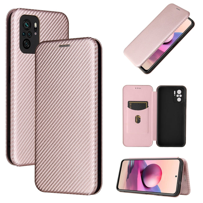 Textura de fibra de carbono Flip horizontal magnético TPU + PC + Funda de cuero PU con ranura para tarjeta, For Xiaomi Redmi Note 10, For Xiaomi Redmi Note 10S, For Xiaomi Redmi Note 10 Pro, For Xiaomi Redmi Note 10 Pro Max, For alcatel 1S (2021)      ...