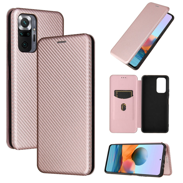 Textura de fibra de carbono Flip horizontal magnético TPU + PC + Funda de cuero PU con ranura para tarjeta, For Xiaomi Redmi Note 10, For Xiaomi Redmi Note 10S, For Xiaomi Redmi Note 10 Pro, For Xiaomi Redmi Note 10 Pro Max, For alcatel 1S (2021)      ...