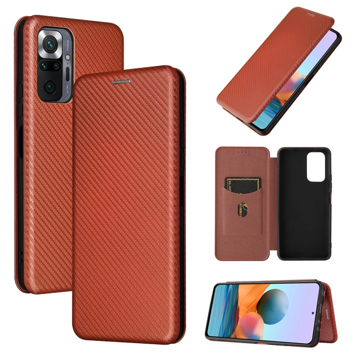 Textura de fibra de carbono Flip horizontal magnético TPU + PC + Funda de cuero PU con ranura para tarjeta, For Xiaomi Redmi Note 10, For Xiaomi Redmi Note 10S, For Xiaomi Redmi Note 10 Pro, For Xiaomi Redmi Note 10 Pro Max, For alcatel 1S (2021)      ...