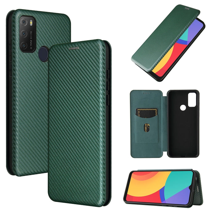 Textura de fibra de carbono Flip horizontal magnético TPU + PC + Funda de cuero PU con ranura para tarjeta, For Xiaomi Redmi Note 10, For Xiaomi Redmi Note 10S, For Xiaomi Redmi Note 10 Pro, For Xiaomi Redmi Note 10 Pro Max, For alcatel 1S (2021)      ...