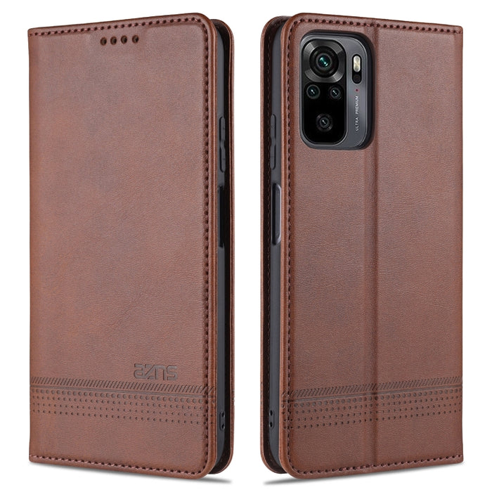 AZNS Estuche de cuero con tapa horizontal con textura de becerro magnético con ranuras para tarjetas y soporte y billetera, For vivo S9, For vivo S9e, For Xiaomi Redmi Note 10, For Xiaomi Redmi Note 10S, For Samsung Galaxy A02